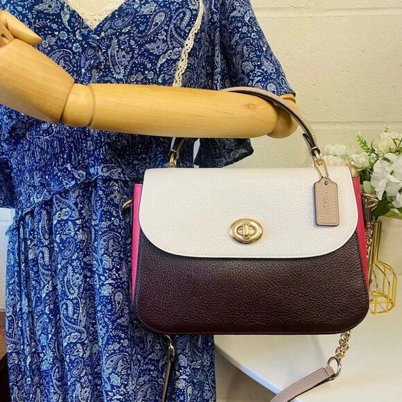 Coach C2836 Marlie Top Handle Satchel In Colorblock IN CHALK MULTI - Picture 2 of 8
